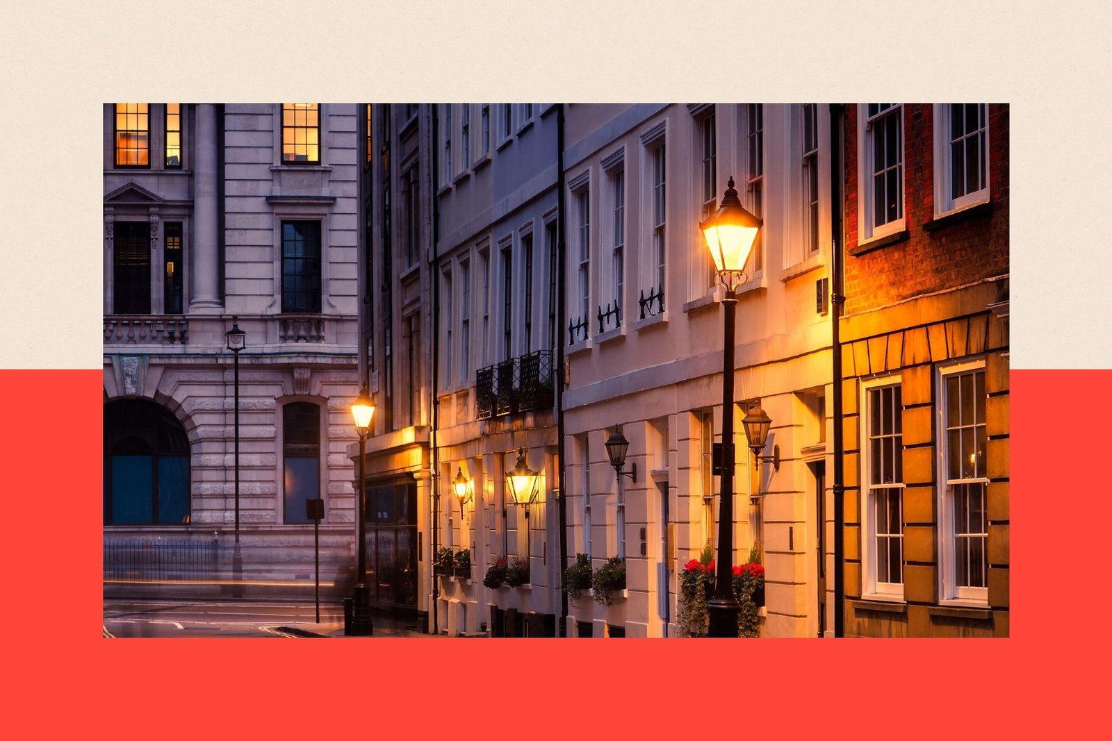 St James's Place, London -  street gas lights are illuminted in the early morning light
