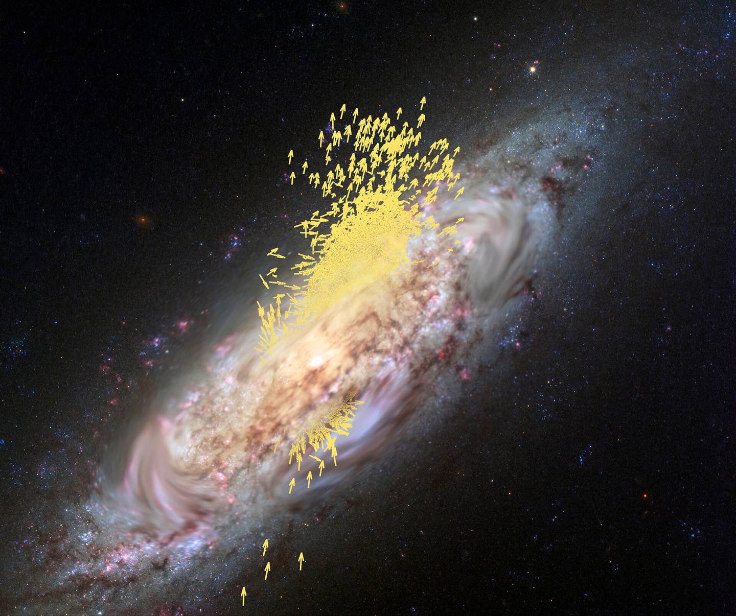 Artist’s impression of the merger between the Gaia-Enceladus galaxy and our Milky Way, which took place during our galaxy’s early formation stages, 10 billion years ago.