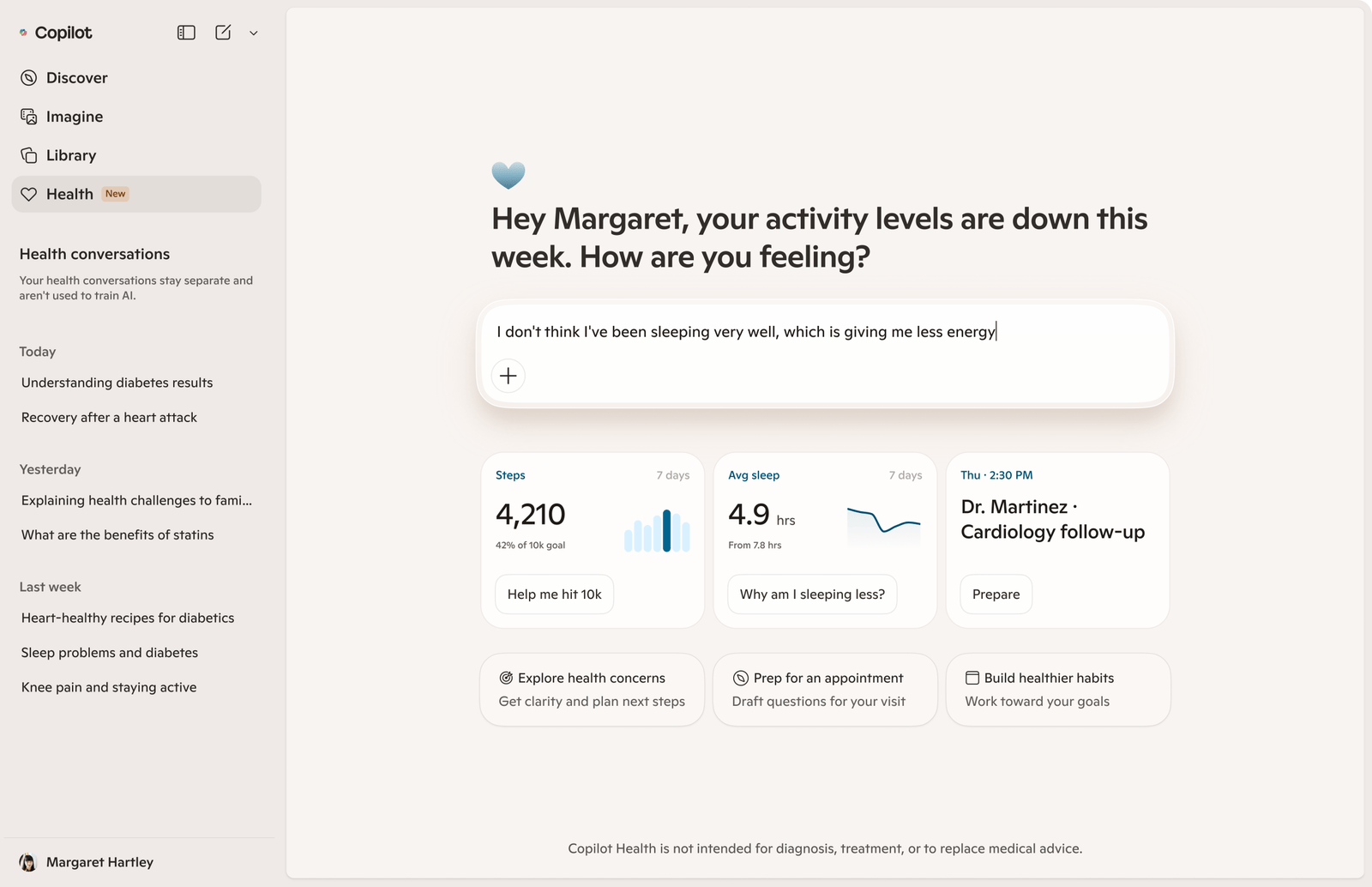 A screenshot of the Copilot Health homepage