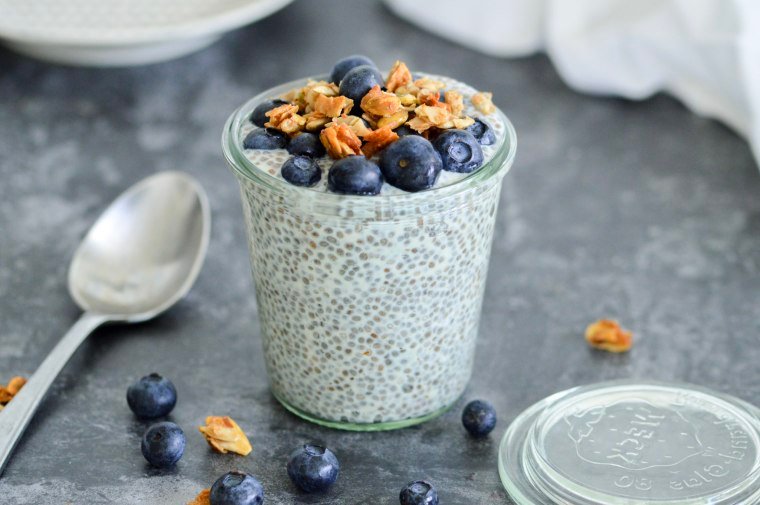 Chia Pudding with Blueberries and Granola