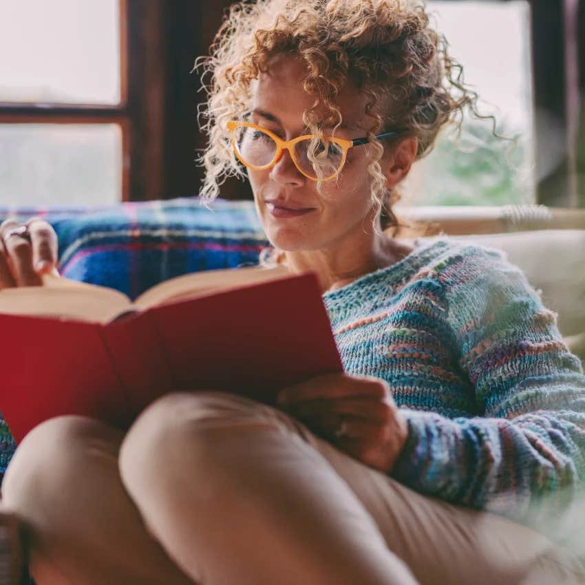 woman who has a book reading hobby that doesn't feel like therapy but is good for her mental health