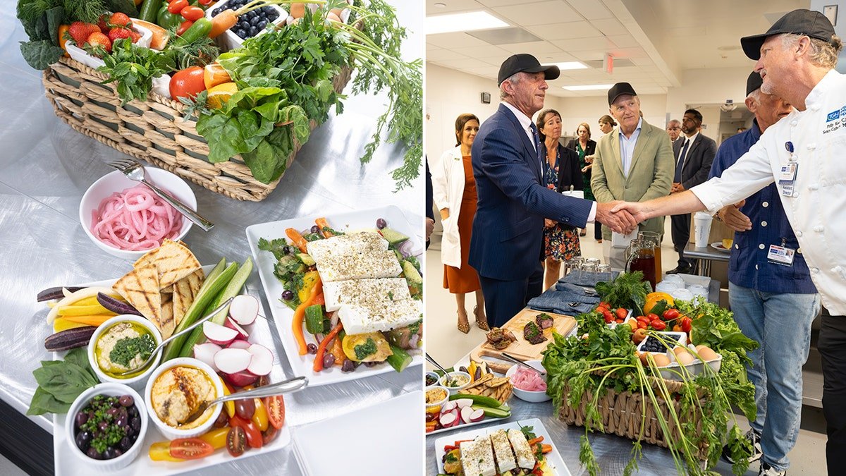 Healthy food at Tampa General Hospital is on display, left. Robert F. Kennedy Jr. shakes hands with executive chef Phillip Keefe.