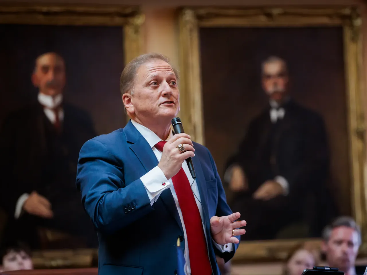 State Sen. Chris Head, R–Botetourt, gives remarks on Monday, January 20, 2025 at the Virginia State Capitol in Richmond.