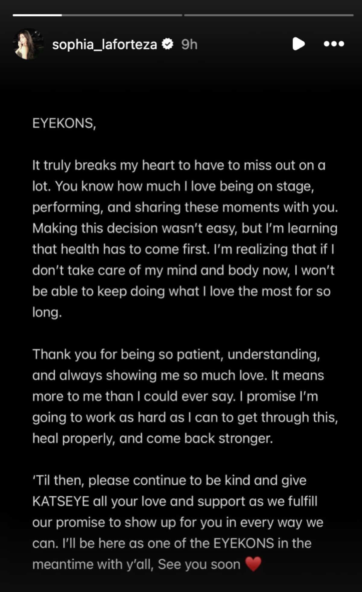 Katseye’s Sophia Laforteza takes break to prioritize mental health