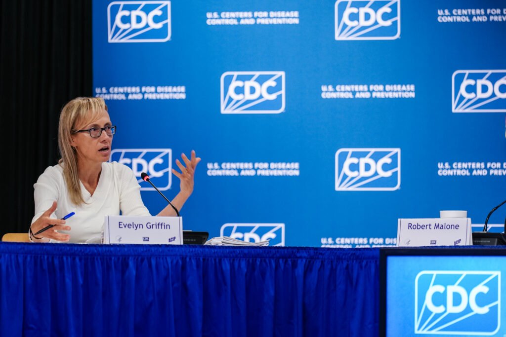 Dr. Evelyn Griffin addresses a vaccine advisory panel in December at the Centers for Disease Control and Prevention.