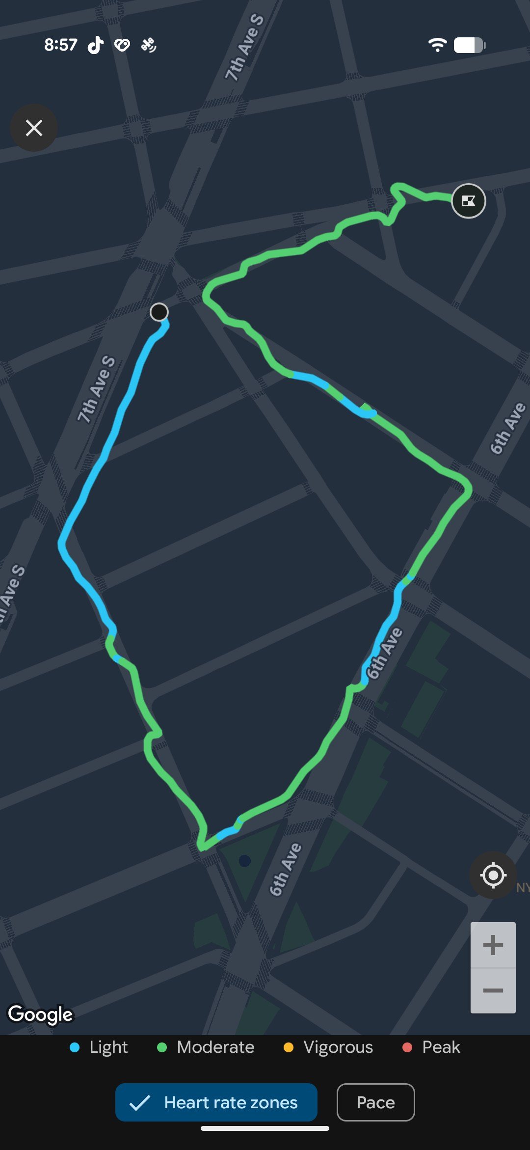 <em>In this loop, you can see how I’ve stuck to these West Village sidewalks, but the squiggles account for me walking around other pedestrians. </em>