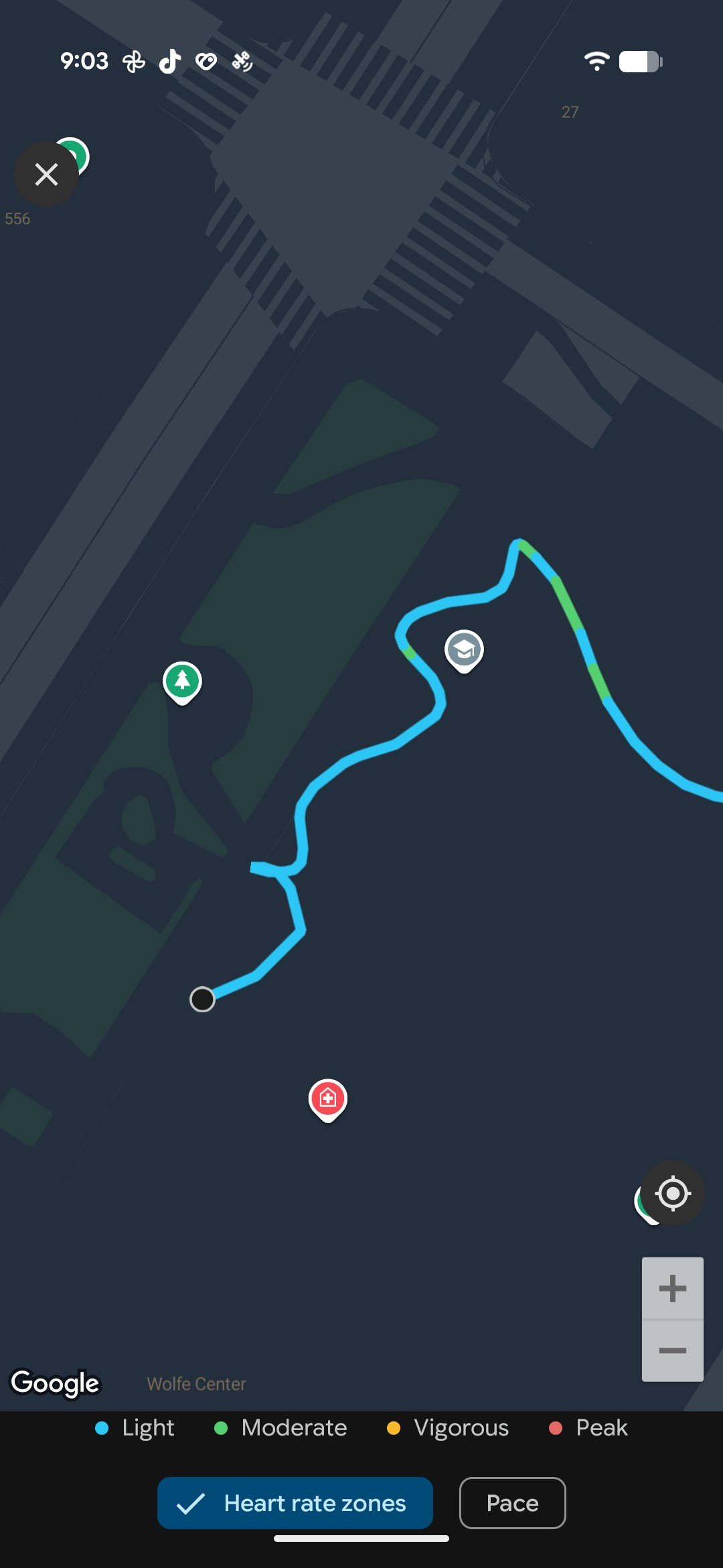 <em>But when you zoom into this portion, the Pixel Watch 5’s map accurately captured me zig-zagging and that one (albeit slightly wonky) time where I ran in a circle around my friend.</em>