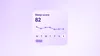Text "Sleep score 82" above a line graph of scores over the week. At the bottom is the text "Good"