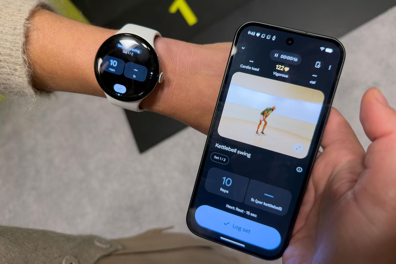 <em>Strength training is a royal pain to track from the wrist, but you can use single-handed gestures to log reps. </em>