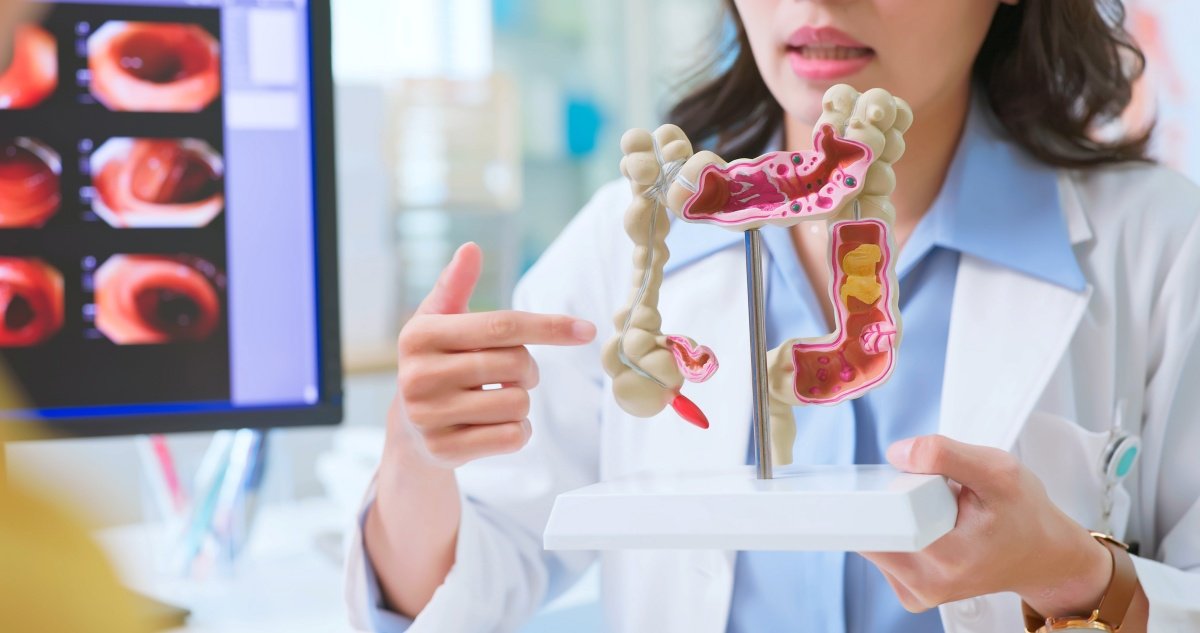 Doctor demonstrates digestive process