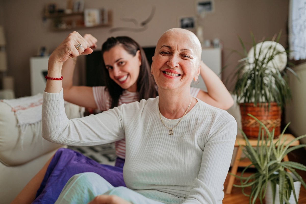 Cheerful cancer patient