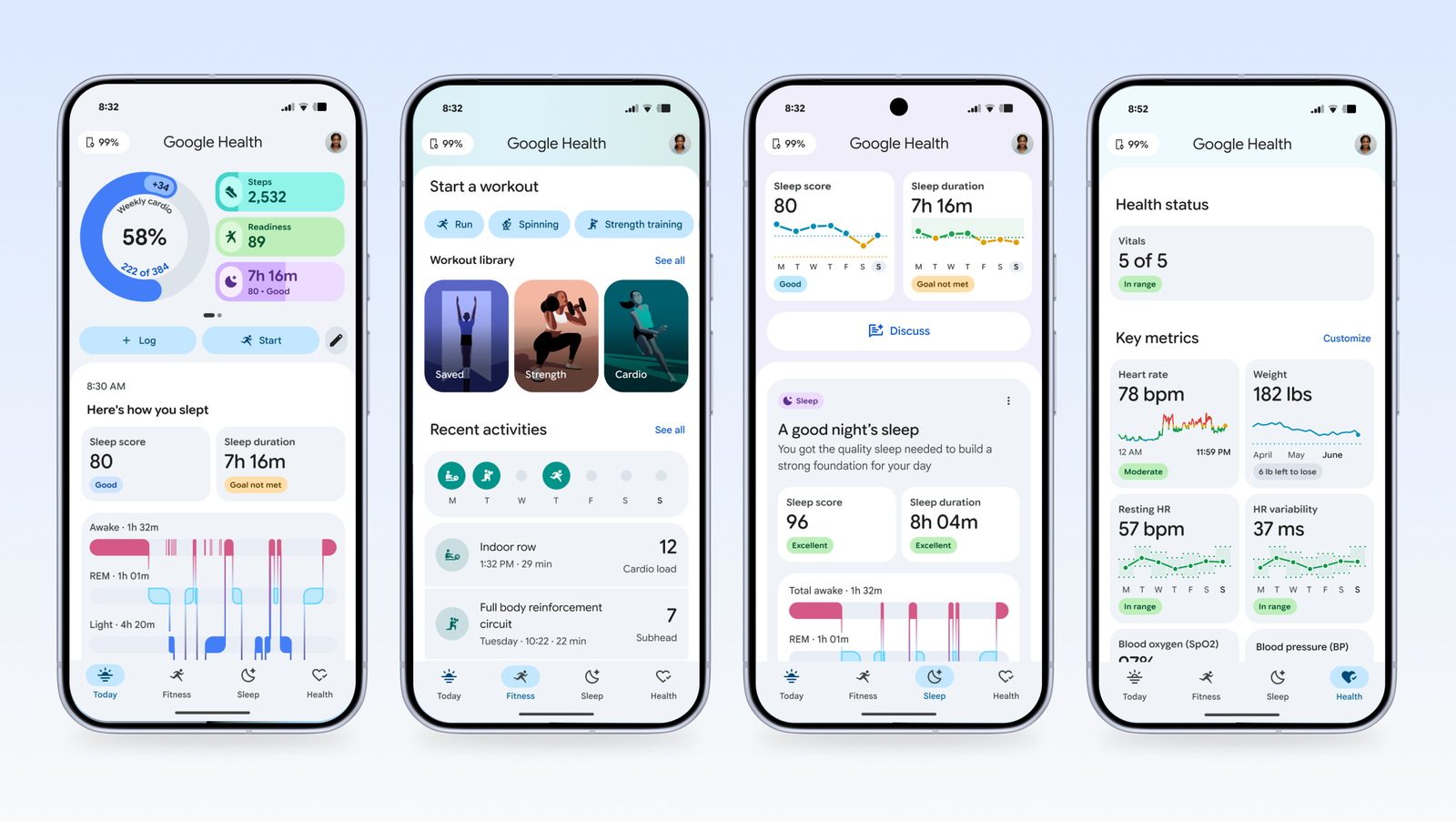 Renders of the Google Health app.