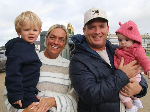 Mark and Orla with their grandchildren Koa and Kyla pictured at The Recovery Walk NI, Recovery Journey ARC Fitness and Addiction Recovery Coaching Northlands  celebration in Ebrington Square.   (Photo - Deirdre Heaney, nwpresspics)