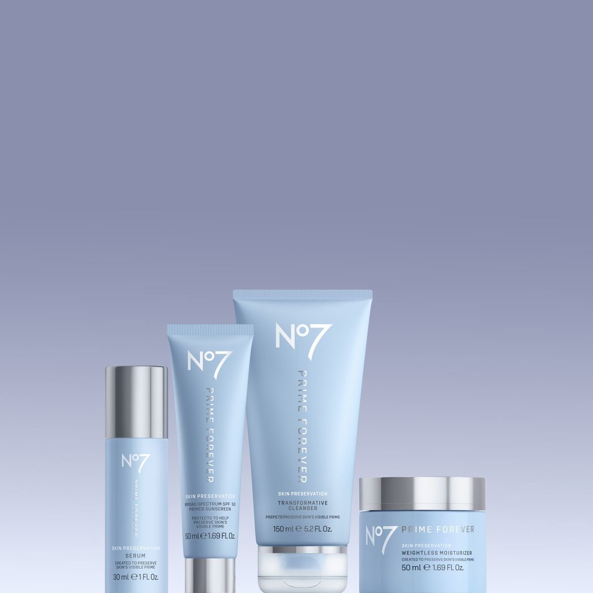 The Prime Forever collection was developed after No7 researchers investigated the biological processes that contribute to visible skin aging.