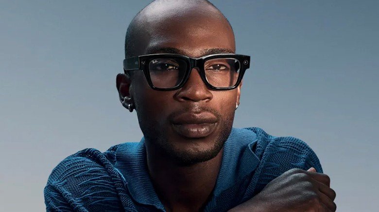 A man wearing Meta Ray-Ban Display glasses.
