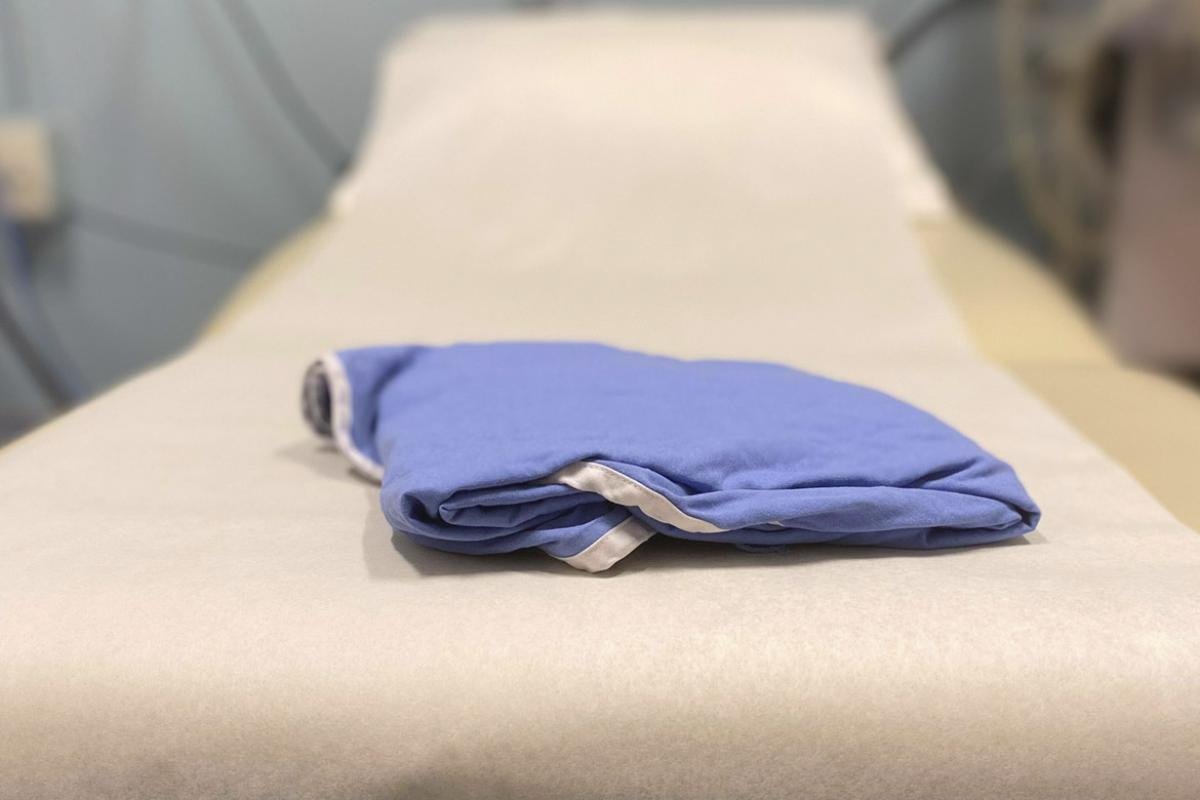 Folded hospital gown