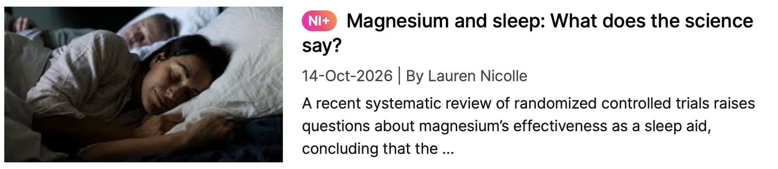 Magnesium and sleep NI coverage