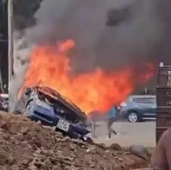 Two dead as boda riders torch car in Ngong Rd crash