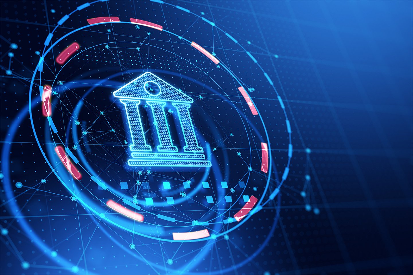 Digital bank icon with AI network connections | Hero Banner