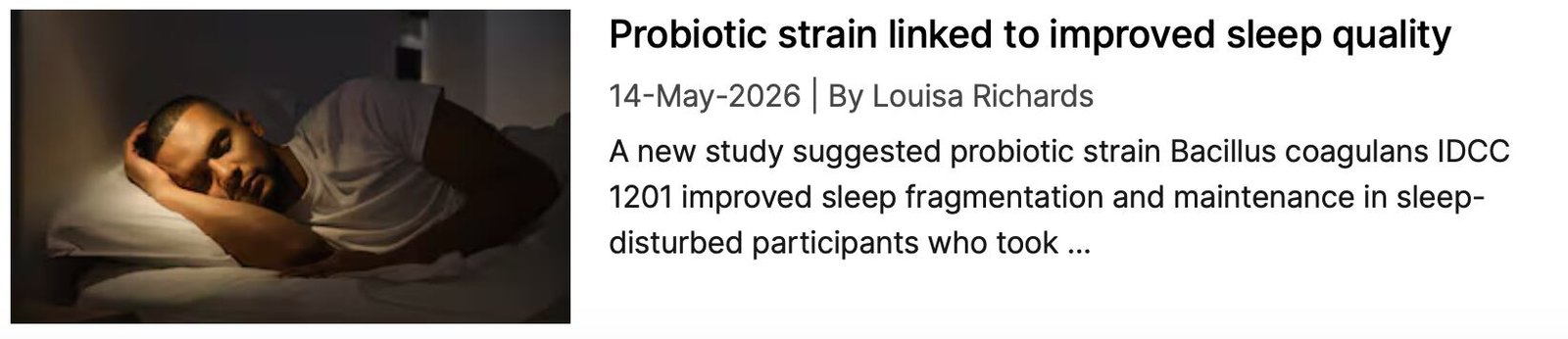 Probiotic strain and sleep NI coverage