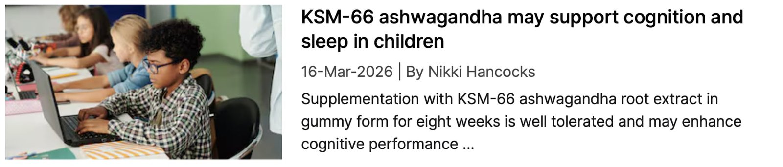 KSM-66 and sleep in children NI coverage