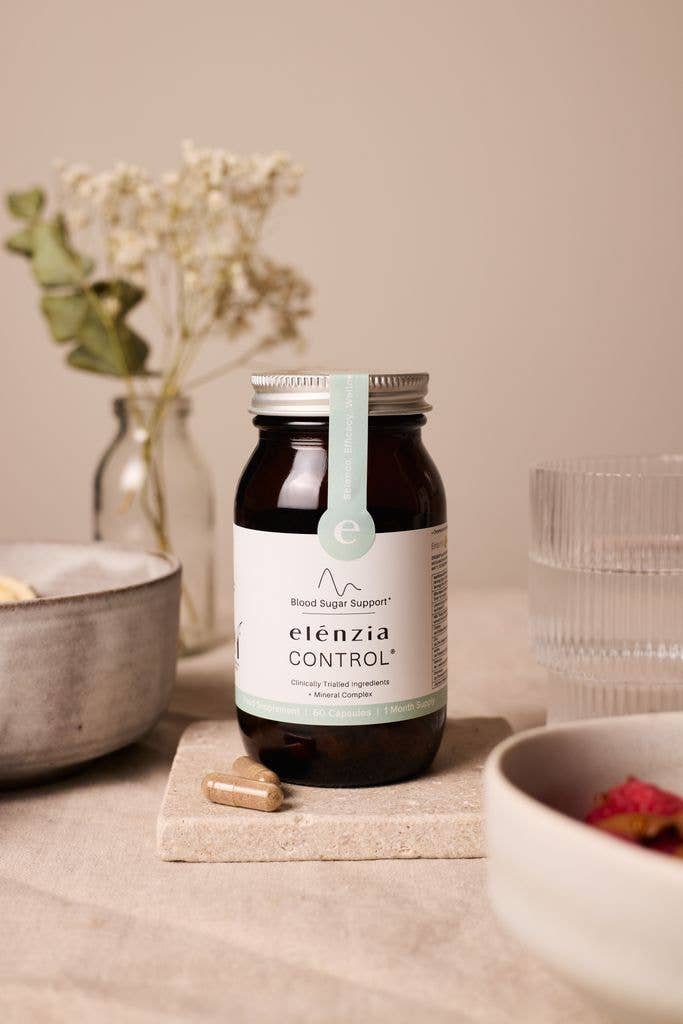 Elénzia Control bottle and two pills