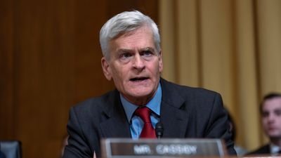 Sen. Bill Cassidy, R-La., votes aye at the final moment as the Senate Finance Committee holds a roll call vote to approve the nomination of Robert F. Kennedy Jr. to lead the Health and Human Services Department, at the Capitol in Washington, Feb. 4, 2025.